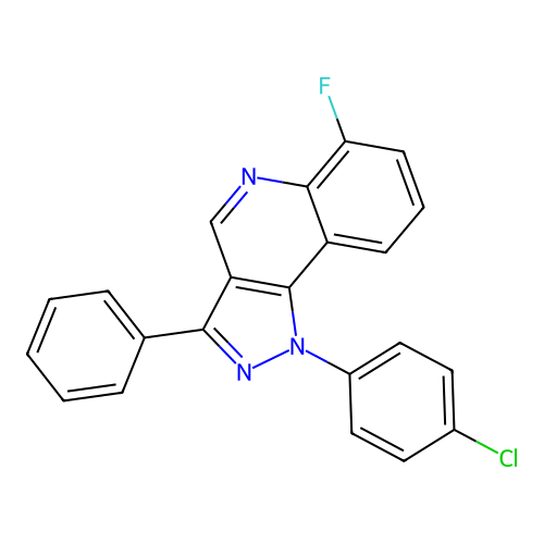 1-(4-chlorophenyl)-6-fluoro-3-phenyl-1H-pyrazolo[4,3-c]quinoline structure