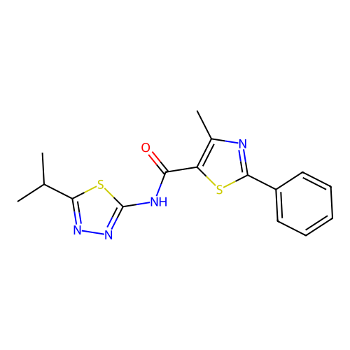 N-(5-isopropyl-1,3,4-thiadiazol-2-yl)-4-methyl-2-phenylthiazole-5-carboxamide structure
