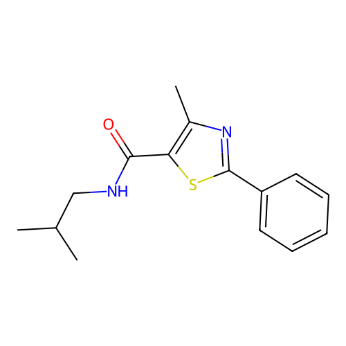4-methyl-N-(2-methylpropyl)-2-phenyl-1,3-thiazole-5-carboxamide structure