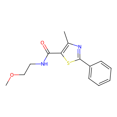 N-(2-methoxyethyl)-4-methyl-2-phenyl-1,3-thiazole-5-carboxamide structure