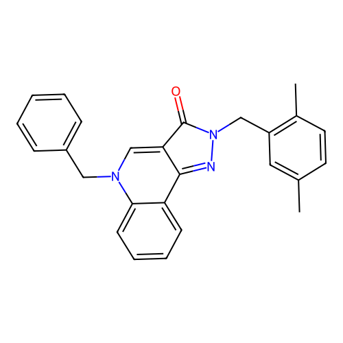5-Benzyl-2-[(2,5-dimethylphenyl)methyl]pyrazolo[4,3-c]quinolin-3-one structure