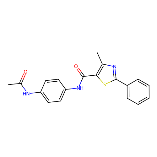 N-(4-acetamidophenyl)-4-methyl-2-phenyl-1,3-thiazole-5-carboxamide structure