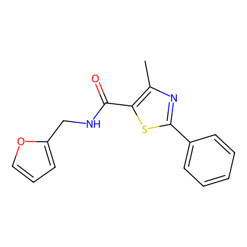 N-(furan-2-ylmethyl)-4-methyl-2-phenyl-1,3-thiazole-5-carboxamide structure