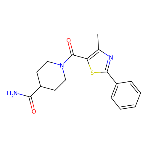 1-[(4-Methyl-2-phenyl-1,3-thiazol-5-yl)carbonyl]piperidine-4-carboxamide structure