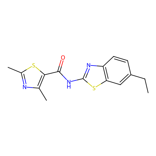 N-(6-ethyl-1,3-benzothiazol-2-yl)-2,4-dimethyl-1,3-thiazole-5-carboxamide structure