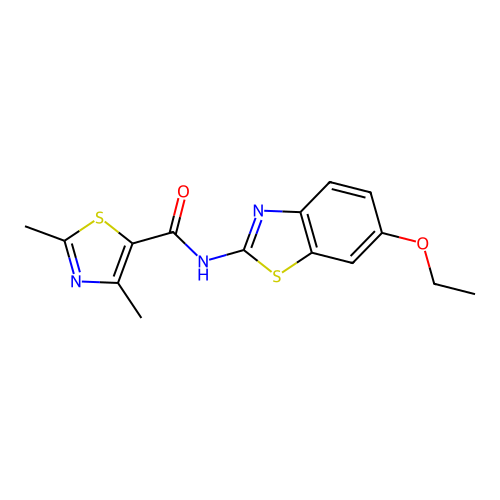 N-(6-ethoxy-1,3-benzothiazol-2-yl)-2,4-dimethyl-1,3-thiazole-5-carboxamide structure
