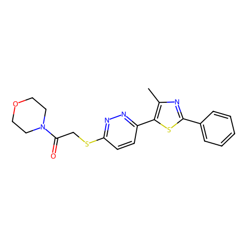 2-((6-(4-Methyl-2-phenylthiazol-5-yl)pyridazin-3-yl)thio)-1-morpholinoethanone structure