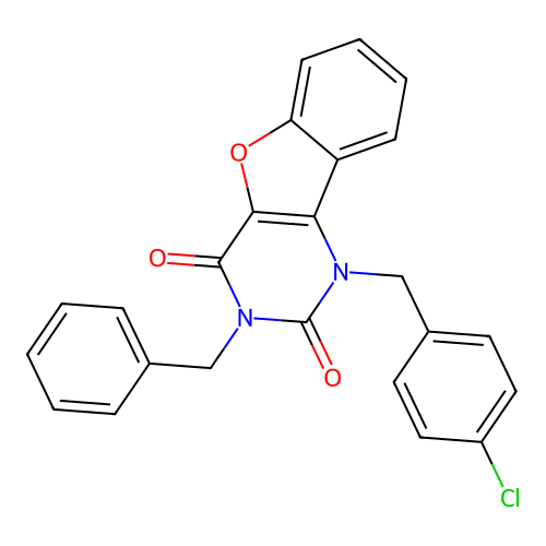 3-benzyl-1-(4-chlorobenzyl)benzofuro[3,2-d]pyrimidine-2,4(1H,3H)-dione structure