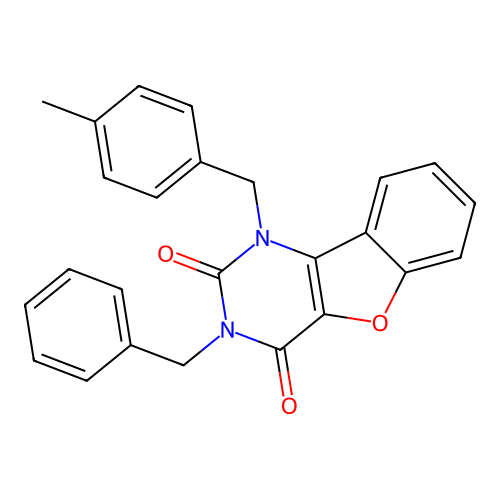 3-benzyl-1-(4-methylbenzyl)benzofuro[3,2-d]pyrimidine-2,4(1H,3H)-dione structure