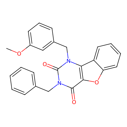 3-Benzyl-1-[(3-methoxyphenyl)methyl]-[1]benzofuro[3,2-d]pyrimidine-2,4-dione structure