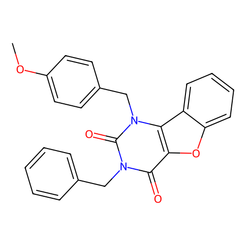3-benzyl-1-(4-methoxybenzyl)benzofuro[3,2-d]pyrimidine-2,4(1H,3H)-dione structure