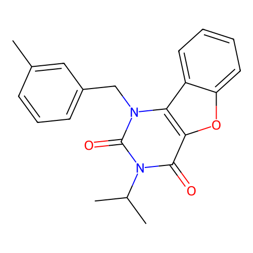 3-isopropyl-1-(3-methylbenzyl)benzofuro[3,2-d]pyrimidine-2,4(1H,3H)-dione structure