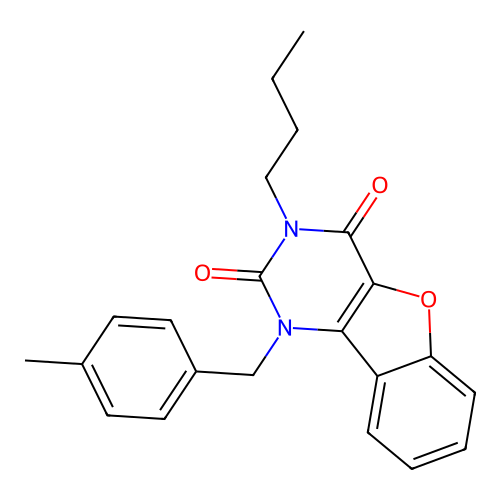 3-butyl-1-(4-methylbenzyl)benzofuro[3,2-d]pyrimidine-2,4(1H,3H)-dione structure