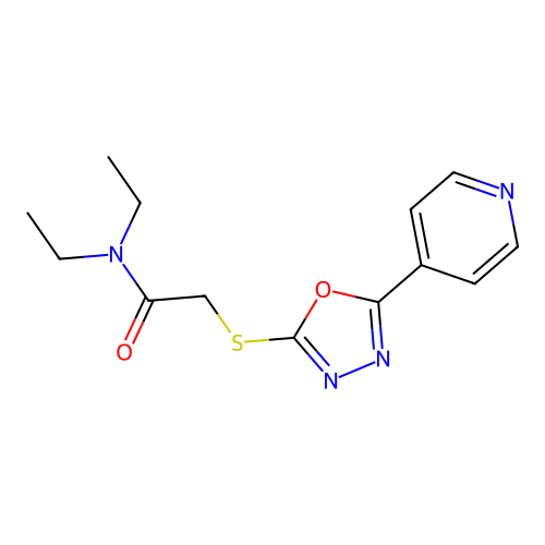N,N-diethyl-2-[(5-pyridin-4-yl-1,3,4-oxadiazol-2-yl)sulfanyl]acetamide structure