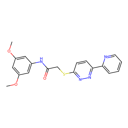 N-(3,5-dimethoxyphenyl)-2-(6-pyridin-2-ylpyridazin-3-yl)sulfanylacetamide structure