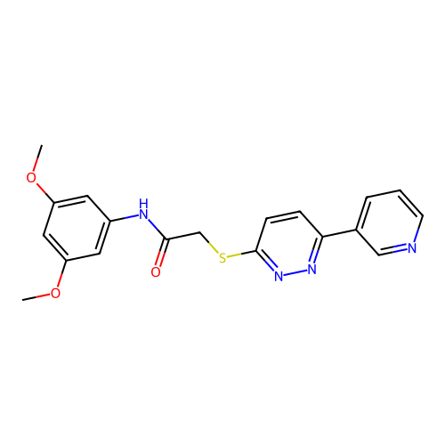 N-(3,5-dimethoxyphenyl)-2-(6-pyridin-3-ylpyridazin-3-yl)sulfanylacetamide structure