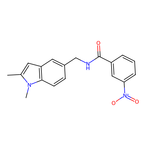 N-((1,2-dimethyl-1H-indol-5-yl)methyl)-3-nitrobenzamide structure