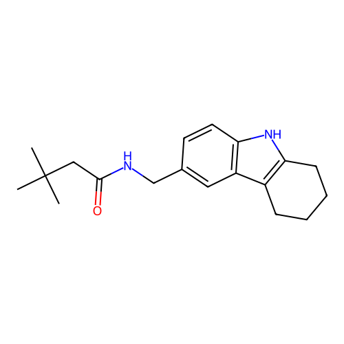 3,3-dimethyl-N-[(2,3,4,9-tetrahydro-1H-carbazol-6-yl)methyl]butanamide structure