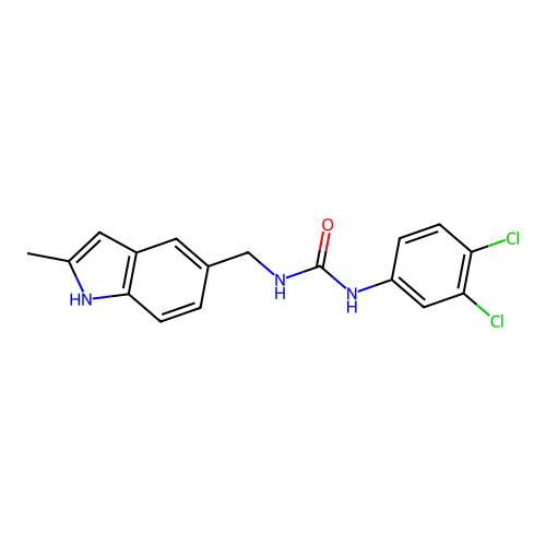 1-(3,4-dichlorophenyl)-3-[(2-methyl-1H-indol-5-yl)methyl]urea structure