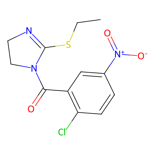 (2-Chloro-5-nitrophenyl)-(2-ethylsulfanyl-4,5-dihydroimidazol-1-yl)methanone structure
