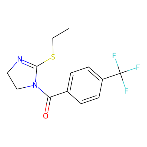 (2-(ethylthio)-4,5-dihydro-1H-imidazol-1-yl)(4-(trifluoromethyl)phenyl)methanone structure