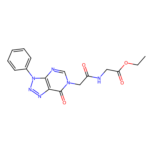 Ethyl 2-[[2-(7-oxo-3-phenyltriazolo[4,5-d]pyrimidin-6-yl)acetyl]amino]acetate structure