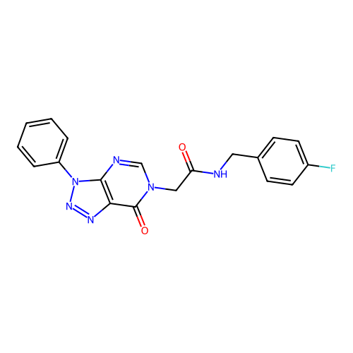 N-[(4-fluorophenyl)methyl]-2-(7-oxo-3-phenyltriazolo[4,5-d]pyrimidin-6-yl)acetamide structure