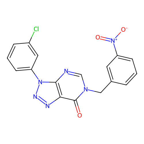 3-(3-chlorophenyl)-6-(3-nitrobenzyl)-3H-[1,2,3]triazolo[4,5-d]pyrimidin-7(6H)-one structure