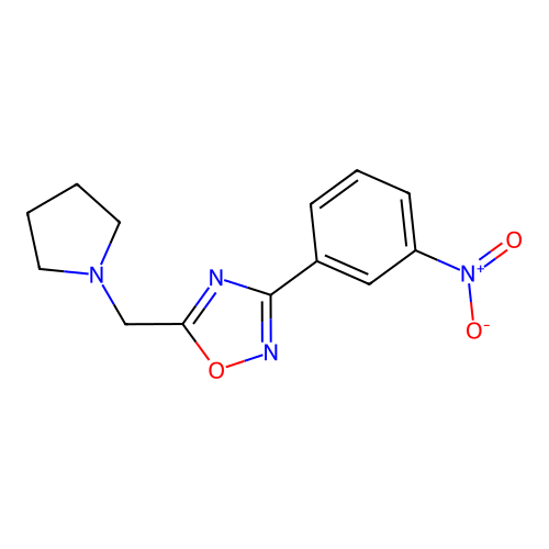 1,2,4-Oxadiazole, 3-(3-nitrophenyl)-5-(1-pyrrolidinylmethyl)- structure