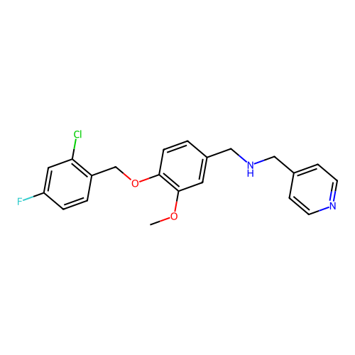 N-{4-[(2-chloro-4-fluorobenzyl)oxy]-3-methoxybenzyl}-N-(4-pyridinylmethyl)amine structure