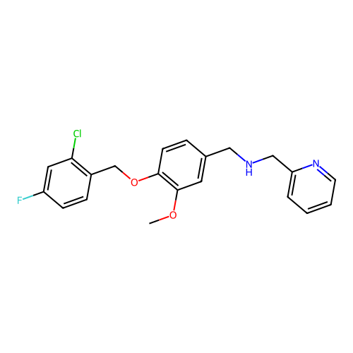 N-{4-[(2-chloro-4-fluorobenzyl)oxy]-3-methoxybenzyl}-N-(2-pyridinylmethyl)amine structure
