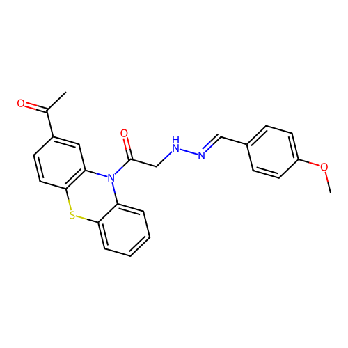 10H-Phenothiazine, 2-acetyl-10-((((4-methoxyphenyl)methylene)hydrazino)acetyl)- structure