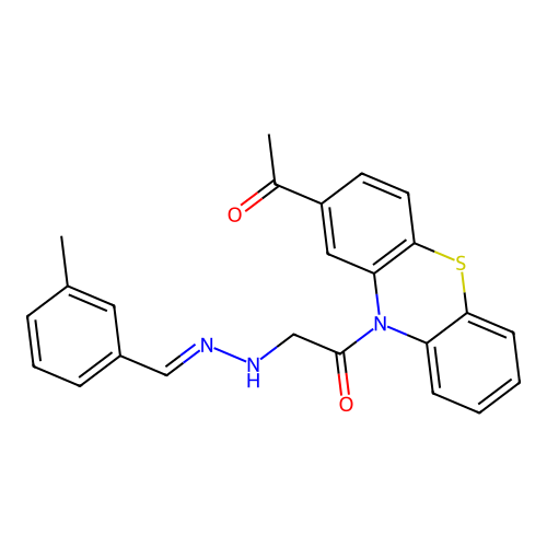 10H-Phenothiazine, 2-acetyl-10-((((3-methylphenyl)methylene)hydrazino)acetyl)- structure