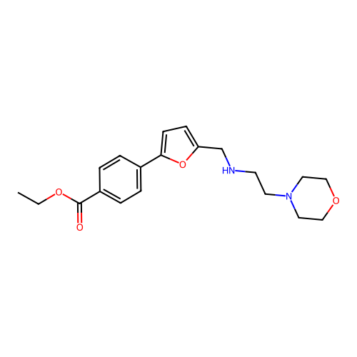 Ethyl 4-[5-({[2-(morpholin-4-yl)ethyl]amino}methyl)furan-2-yl]benzoate structure