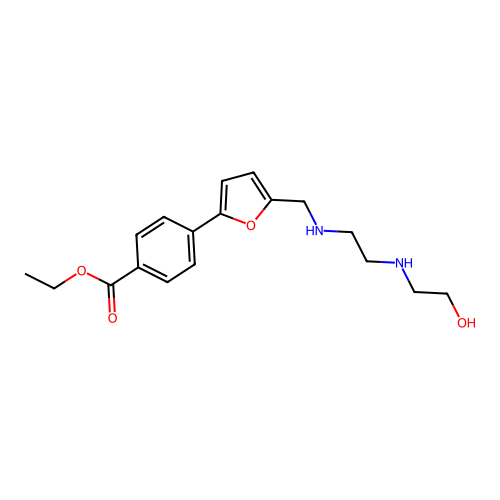 Ethyl 4-(5-(((2-((2-hydroxyethyl)amino)ethyl)amino)methyl)furan-2-yl)benzoate structure