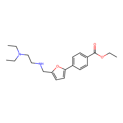 Ethyl 4-[5-[[[2-(diethylamino)ethyl]amino]methyl]-2-furanyl]benzoate structure
