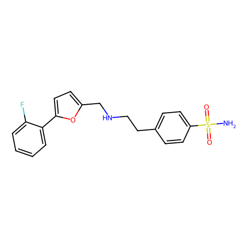 4-[2-[[5-(2-Fluorophenyl)furan-2-yl]methylamino]ethyl]benzenesulfonamide structure