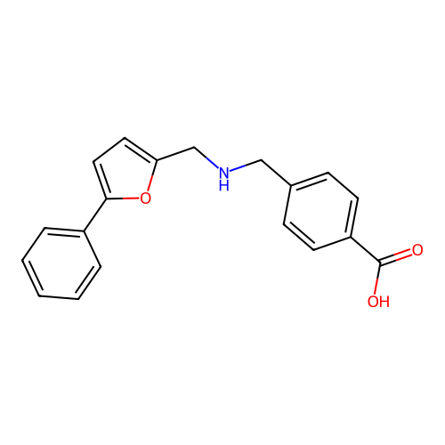 4-({[(5-Phenyl-2-furyl)methyl]amino}methyl)benzoic acid structure