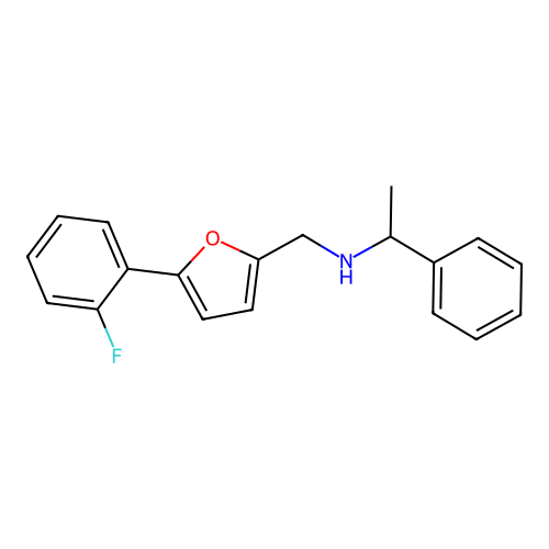 N-{[5-(2-fluorophenyl)furan-2-yl]methyl}-1-phenylethanamine structure