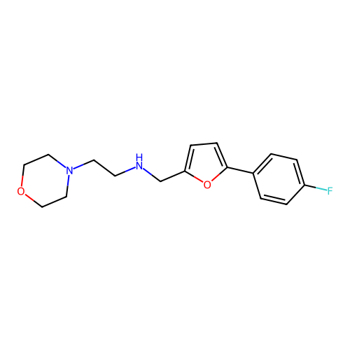 N-{[5-(4-fluorophenyl)furan-2-yl]methyl}-2-(morpholin-4-yl)ethanamine structure
