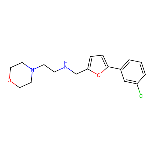 N-{[5-(3-chlorophenyl)furan-2-yl]methyl}-2-(morpholin-4-yl)ethanamine structure