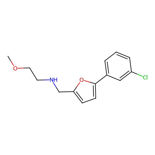 N-{[5-(3-chlorophenyl)furan-2-yl]methyl}-2-methoxyethanamine structure