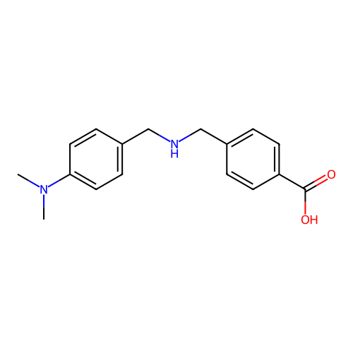 4-({[4-(Dimethylamino)benzyl]amino}methyl)benzoic acid structure
