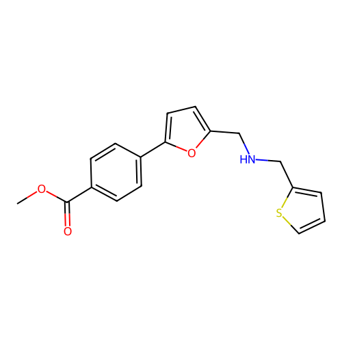 Methyl 4-(5-{[(thiophen-2-ylmethyl)amino]methyl}furan-2-yl)benzoate structure