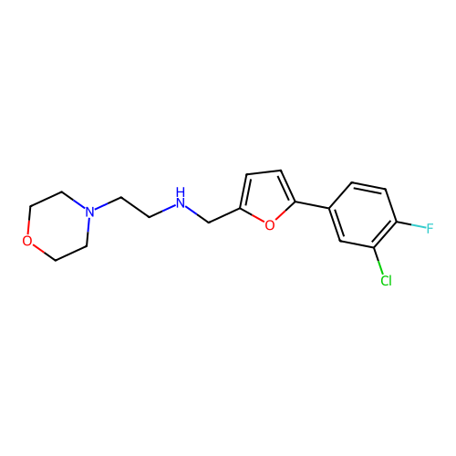 N-{[5-(3-chloro-4-fluorophenyl)furan-2-yl]methyl}-2-(morpholin-4-yl)ethanamine structure