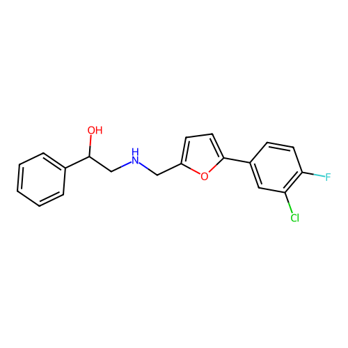 2-({[5-(3-Chloro-4-fluorophenyl)furan-2-yl]methyl}amino)-1-phenylethanol structure