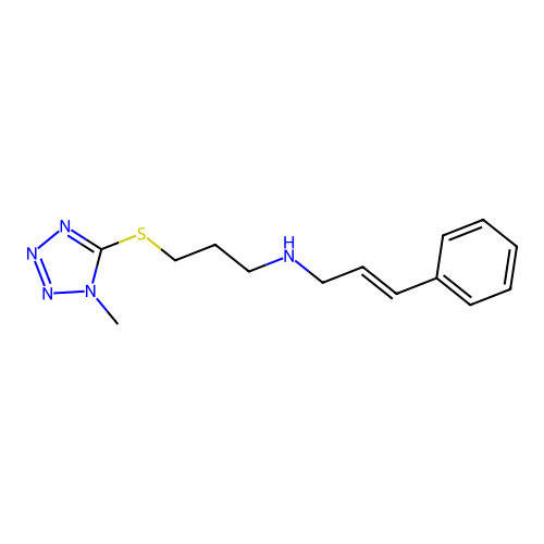 3-(1-methyltetrazol-5-yl)sulfanyl-N-[(E)-3-phenylprop-2-enyl]propan-1-amine structure