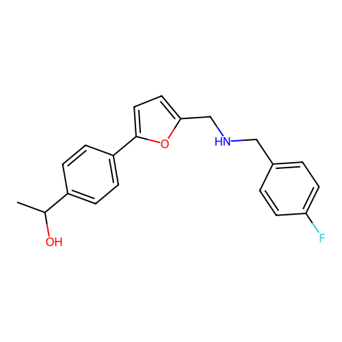 1-[4-(5-{[(4-Fluorobenzyl)amino]methyl}-2-furyl)phenyl]ethanol structure