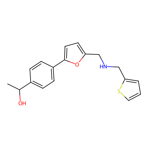 1-[4-(5-{[(Thiophen-2-ylmethyl)amino]methyl}furan-2-yl)phenyl]ethanol structure
