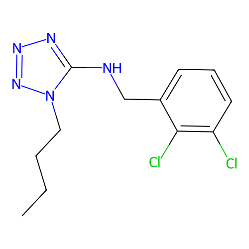 1-butyl-N-[(2,3-dichlorophenyl)methyl]tetrazol-5-amine structure